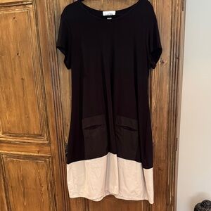 Joseph Ribkoff Black and Cream Colorblock Dress